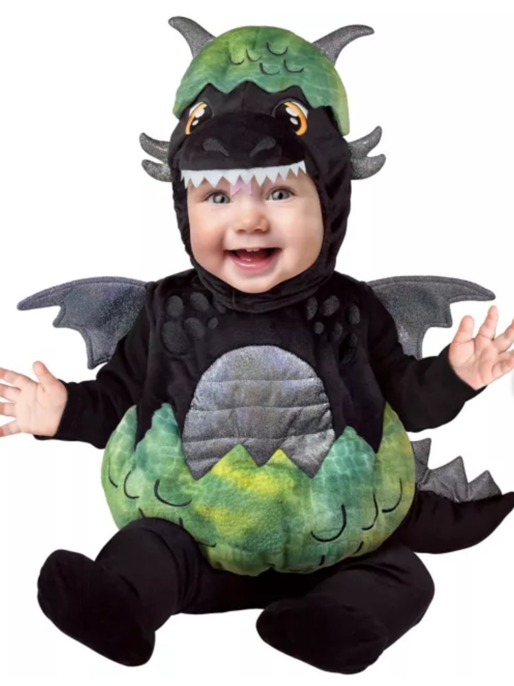 Spirit Green and Black Plush Dragon Toddler Costume